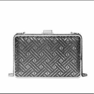 NEW Michael Kors Silver Chain Medium Box Clutch